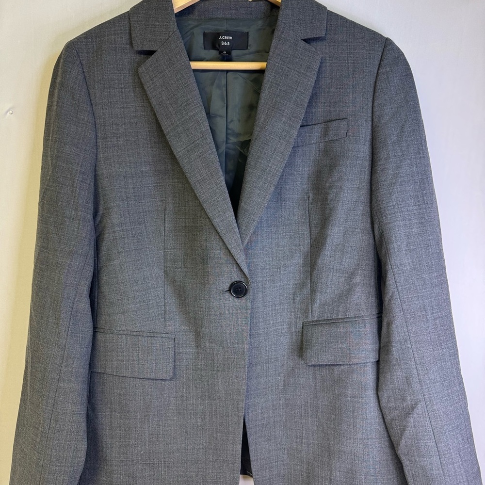 J. Crew Gray Single-Button Wool Blend Blazer